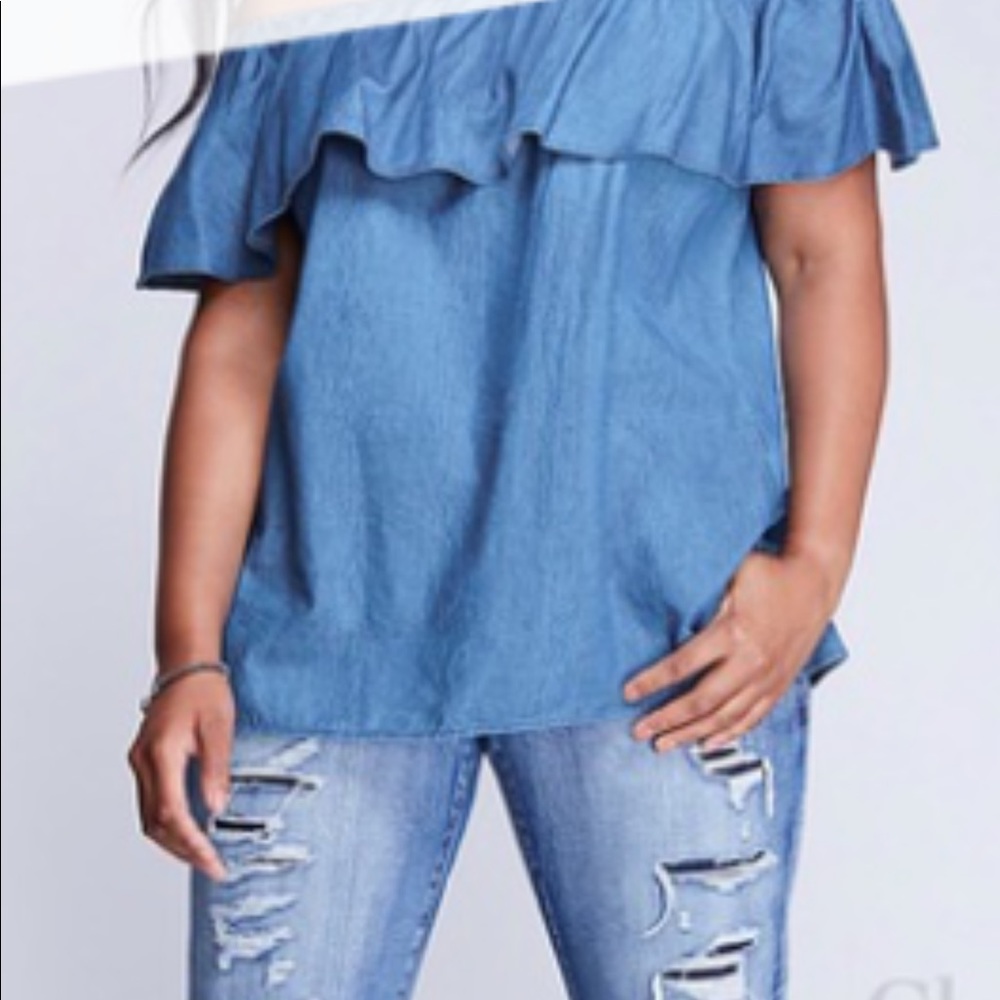 Lane Bryant Off The Shoulder Chambray Top